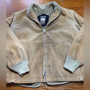 Vintage 50’s MIGHTY MAC Cord Coat Men’s Brown Out of Gloucester SHERPA -XL